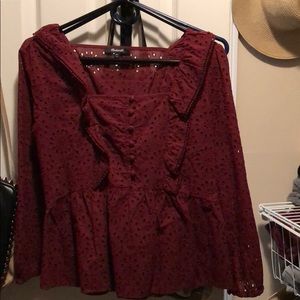 Madewell Eyelet Long Sleeved Top